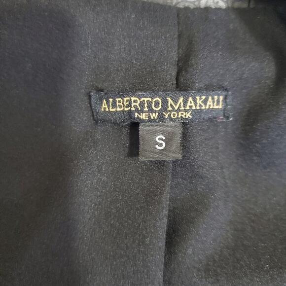 Alberto Makali | Wool Blend Mixed Media Faux Leather Trim Full Zip Bomber Jacket - Picture 11 of 12